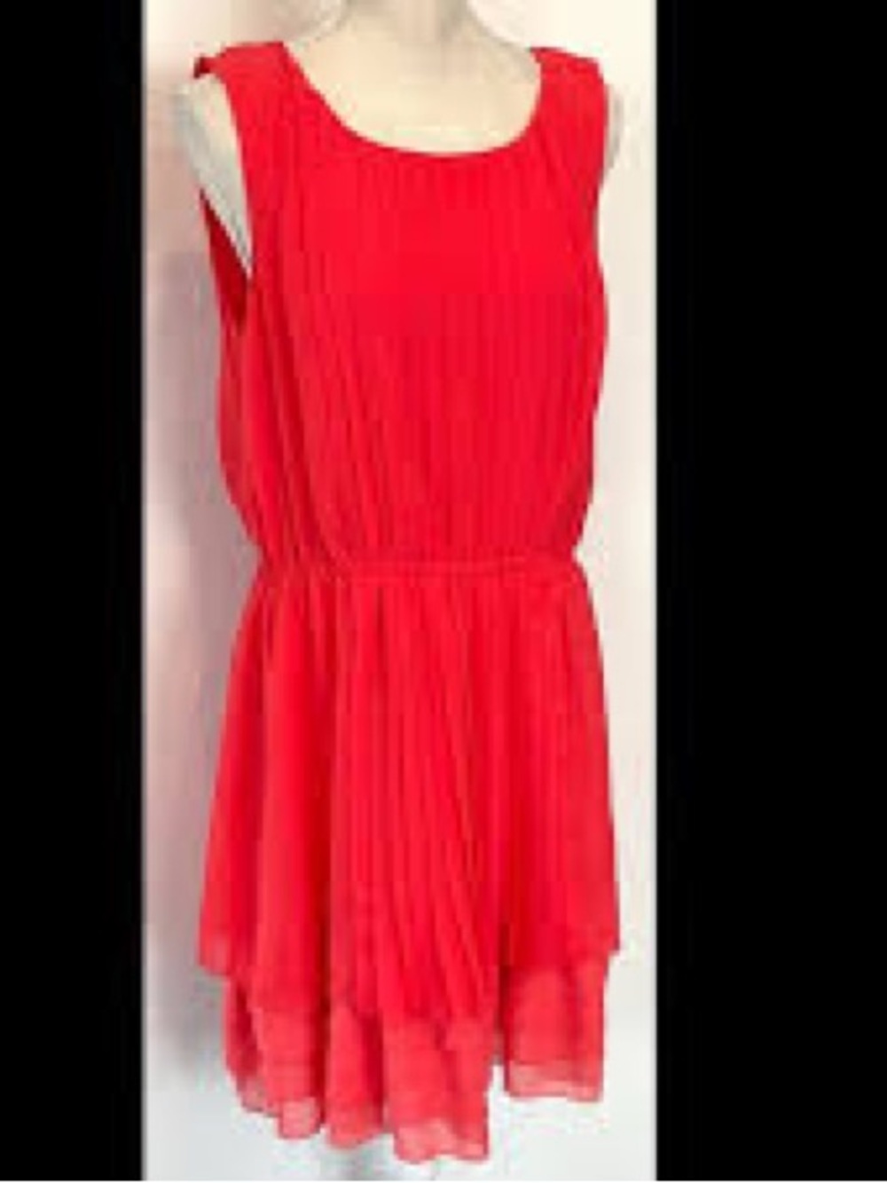 Escada Bright Red Pleated Midi Dress